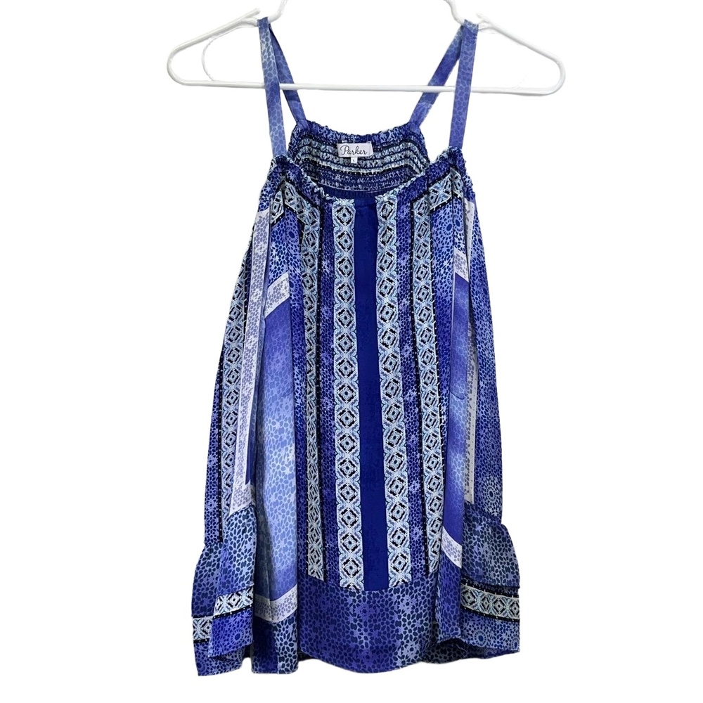 Parker Blue Womens Cold Shoulder Silk Flowy Boho Spaghetti‎ Strap Top Large